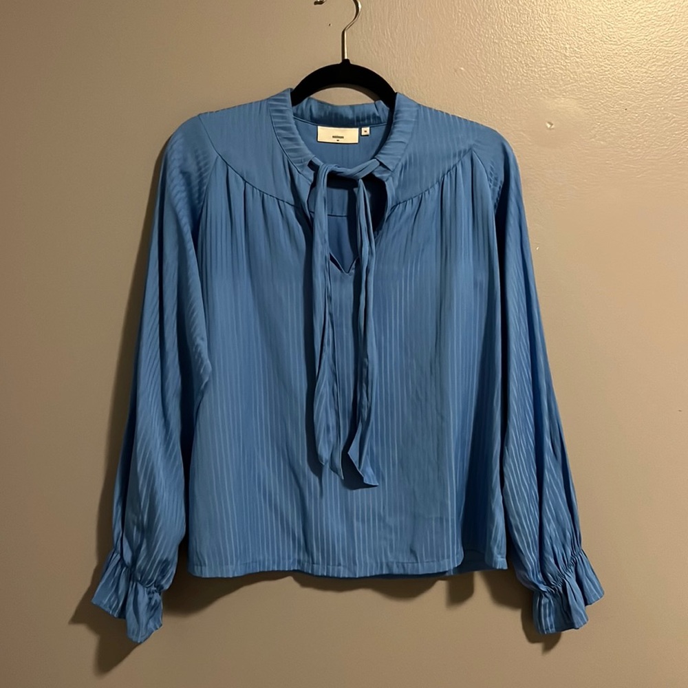 Loose Blue Satin Blouse - Size 36